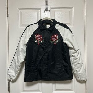 Vans Embroidered Black and White Bomber Jacket Size XS